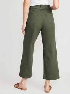 High-Waisted Wide-Leg Cropped Chino Pants | Old Navy Cheap Casual Cropped Leg Pants, Cheap Casual Dress Pants With Welt Pockets, Cheap Full-length Pants For Office, Affordable Spring Ankle-length Pants, Cheap Classic Cotton Work Pants, Trendy Cropped Leg Pants At Affordable Price, Womens Plus Size Light Olive Green Denim Pants Size 24w, Womens Light Olive Green Denim Jeans Plus Size, Cheap Casual Cropped Wide Leg Pants