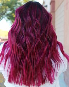 82 Hottest Pink Hair Color Ideas - From Pastels to Neons Fancy Hair Color Ideas, Colourful Balayage, Hair Color Ideas Drawing, Valentines Hair Color, Crazy Color Hair Ideas, Reddish Pink Hair, Haircolour Ideas, Raspberry Hair