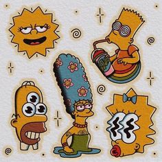 the simpsons characters have been drawn on paper