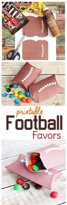 the football favors are made out of paper and candy