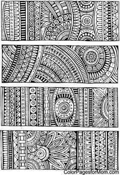 an intricately designed bookmark is shown in black and white, with different patterns on it