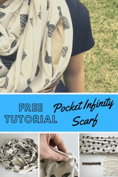 the instructions for how to make an easy pocket scarf with pockets and ties on it