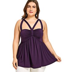 Plus Size Criss Cross Babydoll Top - Purple - 3748922512 - Women's Clothing, Plus Size Women's Clothing  #PlusSizeWomensClothing #Women's #Clothing # #Plus #Size #Women's #Clothing Cross Tank Top, Clothes Shops, Criss Cross Tank Top, Plus Sized, Plus Size Tank Tops, Clothing Stores, Babydoll Top, Plus Size Womens Clothing, Printed Tank Tops