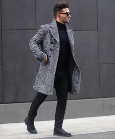 Nice jacket Vinter Mode Outfits, Gay Outfits, Winter Mode Outfits, Herren Style, Beige Blazer, Hipster Mens Fashion, Winter Outfits Men, Grey Coat, Mens Fashion Suits