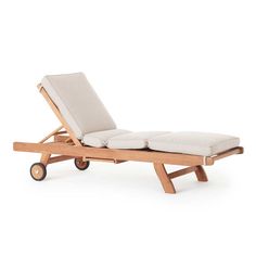 a chaise lounge chair with wheels is shown on a white background in this image