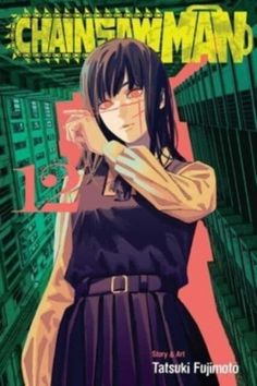 an anime character with long black hair and bangs, standing in front of a cityscape