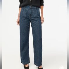 96% Cotton/4% Elastomultiester. Zip Fly. Slant Pockets, Back Welt Pockets. Machine Wash. 30 Inseam J Crew Factory, Trouser Jeans, Welt Pockets, Welt Pocket, Flare Jeans, J Crew, Wide Leg, Women Jeans, Trousers