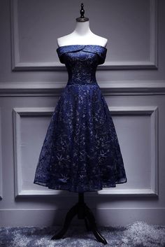 10% off now|Buy off shoulder navy stars lace tea length party dress at cheap price online. Free stable shipping and pro custom service since 2009. Fitted Tea-length Dress For Prom Season, Fitted Tea Length Dress For Prom Party, Tea Length Prom Dress For Party Season, Fitted Tea Length Dress For Party, Fitted Mid-length Dress For Party, Holiday Knee-length Midi Dress For Banquet, Tea-length Evening Dress For Party Season, Evening Tea Length Dress For Party Season, Evening Tea-length Dresses For Party Season