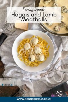 haggis meatballs with tagliatelle and cream sauce. Haggis Recipe, Creamy White Wine Sauce, Garlic Puree, Lamb Meatballs, Burns Night, White Wine Sauce, Air Fried Chicken, Air Fryer Dinner Recipes