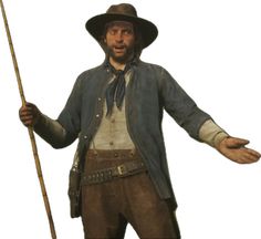 a man dressed as indiana jones holding a stick and wearing a hat with his hands out