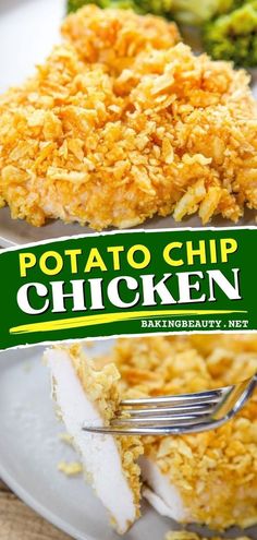 Make your dinner extra special with this easy potato chip chicken! Plus, it's gluten-free! It is made with juicy chicken breasts coated in crispy crunchy potato chips. This is a must-try recipe! Potato Chip Recipes, Chicken And Chips, Creamed Potatoes, Chicken Tender Recipes