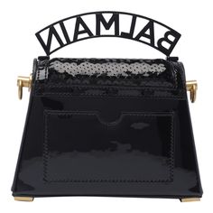 Balmain black B-Buzz Dynasty handbag, magnetic closure, 1 inner slot, external open pocket, 1 handle with Balmain logo, removable chain strap, sequins alloverComposition: 80% Polyester, 20% Cotton Balmain Bag, Balmain Logo, Balmain Blazer, Black B, Marine Serre, Gorgeous Bags, Sneaker Wedge, French Design, Couture Collection