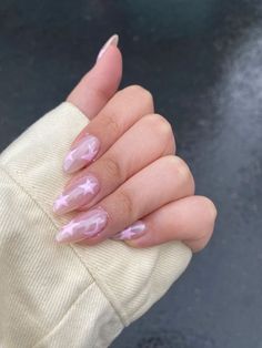 Her Nails, Almond Acrylic Nails, Soft Nails, Star Nails, Pink Acrylic Nails, Fire Nails, Funky Nails, Pretty Acrylic Nails