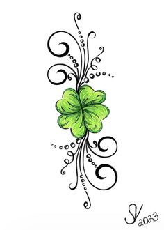 a shamrock with swirls and leaves on it