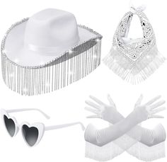 Amazon.com: Chuarry 4 Pcs Rhinestone Cowgirl Hat Costume Accessories for Women Cowgirl Hat Sunglasses Bandana Fringe Gloves (Black) : Clothing, Shoes & Jewelry Fringe Gloves, Rhinestone Cowgirl Hat, Fringe Hat, Fringe Bandana, Halloween Costumes Women Scary, Rhinestone Cowgirl, Cowgirl Style Outfits, Cowgirl Accessories, Costume Parties