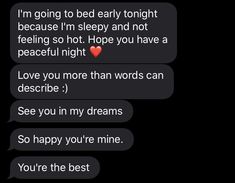 two texts written in different languages on a black background with the words i'm going to bed early tonight because i'm sleepy and not feeling so hot hope you have a peaceful night