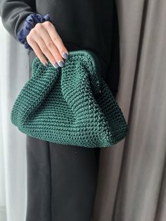 Handmade with love ❤️ Crochet handbag  Its intricate woven design and crochet accents make it a stylish women's bag suitable for any occasion, whether it's a summer party or a casual outing. Embrace the spirit of summer with this unique and stylish bag, your indispensable knitted bag that will definitely become your favorite accessories. Size has a width of 34 -35 cm and a length of 27 cm. Fabric: polyester rope. It has the Oeko - Tex Standard 100 certificate. clutch bag mother days ,anniversary , birthday , new year , halloween , personalized gifts and gift for her If you like this item but prefer it in another size or color, please contact me https://www.facebook.com/profile.php?id=100090129496458 Green Crochet Pouch Bag For Daily Use, Green Handheld Woven Bag, Green Crochet Bag With Removable Pouch For Daily Use, Crochet Pouch Bag For Shopping, Green Tote Clutch For Daily Use, Green Clutch Bag For Errands, Everyday Handheld Clutch With Braided Handles, Handmade Crochet Pouch Bag For Daily Use, Handmade Crochet Pouch Bag For Everyday Use