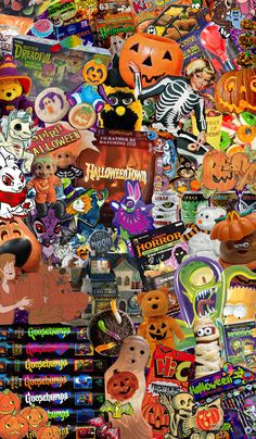 a collage of halloween stickers and other items in various colors, shapes and sizes