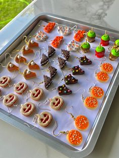 a tray filled with lots of different types of cookies