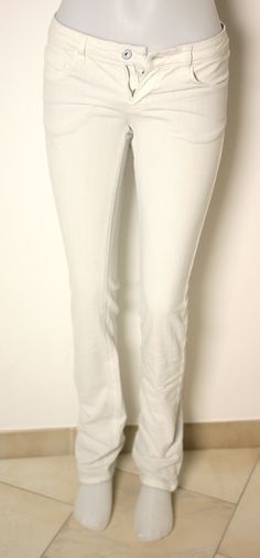 "CNC Costume National ladies white jeans-Waist 24\"-circa 1990s (Weight: 474g) FREE postage The jeans are made of cotton and are used but overall are in very good condition and have the following approximate measurements: Overall length (edge to edge): 104cm (from behind); Waist (flat front): 38cm; Hips (flat front): 40cm; Length (inside leg): 82cm; Flare width (edge to edge): 16cm FREE POSTAGE WORLDWIDE" Womens White Jeans, Costume National, Womens Jeans, White Jeans, Sweden, Overalls, Women Jeans, Bathing Beauties, Purses And Bags