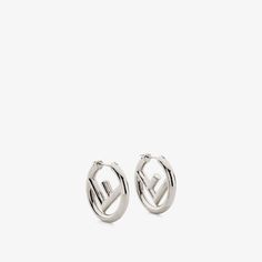 Hoop earrings in the F is Fendi logo shape. Made of metal with a palladium finish. Made in Italy. One Size Fendi Earrings, Fendi Logo Design, Fendi Bracelet, Fendi Store, Logo Shapes, Fendi Logo, Exclusive Gift, Colourful Necklace, Small Earrings