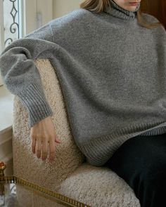 Slouchy. gently oversized turtleneck crafted from a soft, luxe wool cashmere blend. - Relaxed fit- Dropped shoulders- Ribbed neck, hem, cuffs- Length 25", Bust 53", Sleeve 32"- Extra fine wool 50%, Nylon 45%, Cashmere 5%- Dry clean- Imported Oversized Gray Cashmere Sweater, Cozy Cashmere Soft Knit Turtleneck, Cozy Oversized Cashmere Turtleneck, Oversized Soft Knit Turtleneck, Cozy Gray Funnel Neck Sweater, Oversized Turtleneck, Cashmere, Turtle Neck, Dry Clean