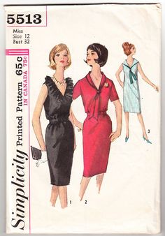 a woman's dress pattern from the 1950's