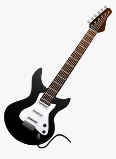 an electric guitar is shown in black and white