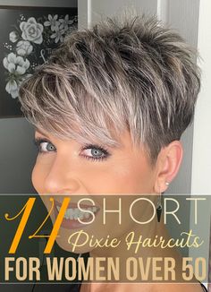 Pixie Stacked Haircut, Stacked Haircuts Short, Pixie Haircut For Gray Hair, Stacked Hairstyles For Fine Hair, Frosted Short Hair, Ladies Pixie Haircuts, Short Haircut With Layers For Thick Hair, Stacked Pixie Haircut For Fine Hair, Short Hair Stacked In Back