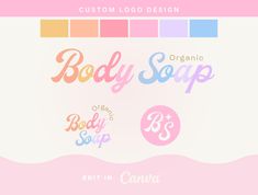 the body soap logo is shown in different colors