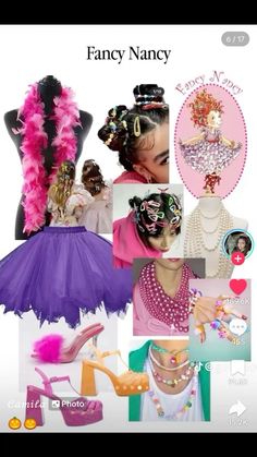 the collage shows many different types of clothing and accessories, including shoes, necklaces, headbands