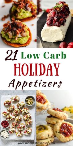 low carb holiday appetizers with text overlay