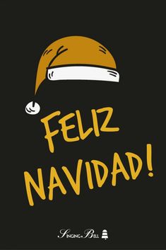 the words feliz naviddad are written in yellow and white on a black background