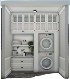 an open white refrigerator with two washers and one dryer