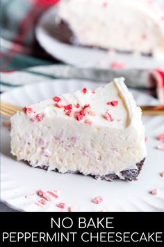 No Bake Peppermint Cheesecake is a super easy and decadent cheesecake recipe that is perfect for the holidays!