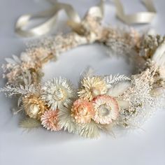 Everlasting dried flower crown. Adjustable with ribbons. Perfect for weddings, bridesmaids, brides, flower girls, engagement shoot, maternity shoot, showers. *Each arrangement is handmade to order and we try our best to ship out within the listed processing time. If you need your item sooner, please message me to see if it's possible *Each arrangement is handmade with the same components however each of them are arranged slightly different. The colors and size may vary from one to another since Dried Floral Crown, Dry Flower Crown, Flower Crown Display, Flower Crown Wedding Hair, Wedding Hair Bride, Wedding Hair Flower Crown, Floral Head Wreath, Crown Wedding Hair, Dried Flower Crown