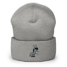 the bigfoot beanie is shown in grey and white