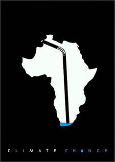 a black and white poster with the shape of africa holding a toothbrush in it's mouth