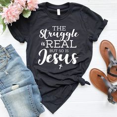 Funny Jesus Shirt, Funny Christian Shirt, Christian Gifts, Faith Shirts, Church Tee, Funny Religious Shirt, I Love Jesus Shirt, Christianity by ShopWavez on Etsy Inspirational Black Cotton T-shirt, Casual Cotton Slogan Shirt, Inspirational Cotton Tops With Slogan, Inspirational Cotton Slogan Tops, Inspirational Cotton Tops With Text Print, Inspirational Black Cotton Tops, Casual Shirt With Text Print And Comfortable Fit, Inspirational Cotton Shirt With Text Print, Inspirational Cotton Slogan Shirt