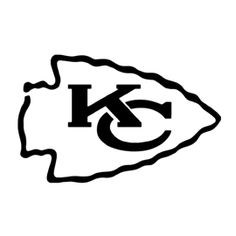 the kansas chiefs logo is shown in black and white