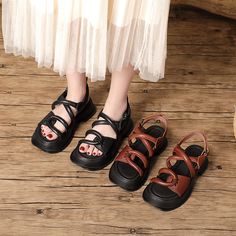 Style And Comfort Go Hand In Hand With The Capri Sandal. Hand Made With Premium Cowhide Upper. A Statement Yet Casual Look That Completes Any Outfit. Color: Black/CoffeeMaterial: CowhideLining: Genuine LeatherInsole: Genuine LeatherSole: RubberHeels: 5cm/1.97" Fit: Medium to Wide, Runs Normal.Origin: Made in China Production Time: About 5-7 days (Any exceptional case will email you, Please pay attention to your email left)Shipping Time: Free Shipping To most locations, delivery time is approxima Brown Flat Heel Platform Slingback Sandals, Brown Platform Flat Heel Slingback Sandals, Trendy Brown Chunky Platform Sandals, Casual Brown Chunky Platform Sandals, Brown Flat Platform Sandals, Casual Brown Sandals With Chunky Platform, Brown Chunky Platform Open Toe Sandals, Brown Chunky Platform Wedge Sandals With Round Toe, Brown Wedge Sandals With Chunky Platform And Round Toe