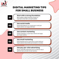 digital marketing tips for small businesses info sheet with the words digital marketing tips for small businesses