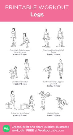 the printable workout poster shows how to do an exercise