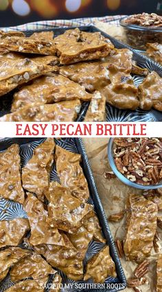 homemade pecan brittles are ready to be eaten and put on the table for sale