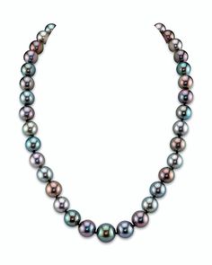 Tahitian black pearls are the most exotic and mystical of all pearls in the world. This 9-11mm pearl necklace is no exception, portraying the beauty and uniqueness of the enormous palette of colors available within Tahitian South Sea pearls. This pearl necklace is compiled of the most exquisite and unique pearls available from French Polynesia, with high luster and very clean surfaces. Included with this item is a complementary pearl polishing cloth, giving you the ability to maintain this neckl Most Expensive Pearl, Multicolor Pearl Necklace, Leather Pearl Necklace, Akoya Pearl Necklace, Tahitian Pearl Necklace, Pearl Strands Necklace, Tahitian Black Pearls, Pearl Necklace Earrings, White Pearl Necklace