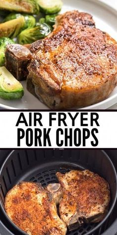 air fryer pork chops are cooking on the grill