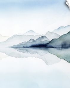 a watercolor painting of mountains in the distance