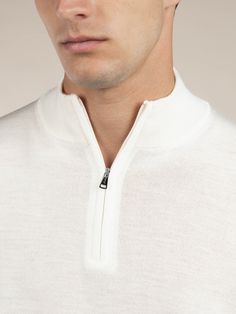 These Aurélien Zipper Sweater Ivory White for Men XXXL symbolize Mediterranean style and ultimate comfort. A combination of traditional details and a contemporary twist. This model is made in   100% Extrafine Merino Extrafine Merino. The  Sweater are made entirely by hand in Italy. For exclusive, luxurious and handmade Italian Sweater you've come to the right place at Aurélien! Casual White Merino Wool Tops, Classic Cream Merino Wool Tops, White Formal Sweater For Winter, Elegant White Merino Wool Outerwear, Fitted White Merino Wool Sweater, Fitted Luxury Cream Sweater, Luxury Fitted Cream Sweater, Classic Cream Outerwear With Crew Neck, Mockneck Sweater