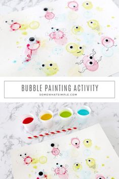 bubble painting activity for kids with watercolors