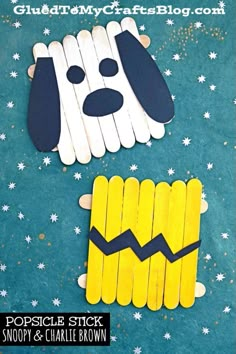 popsicle stick dog and charlie brown craft for kids to make with the snoopy & charlie brown book